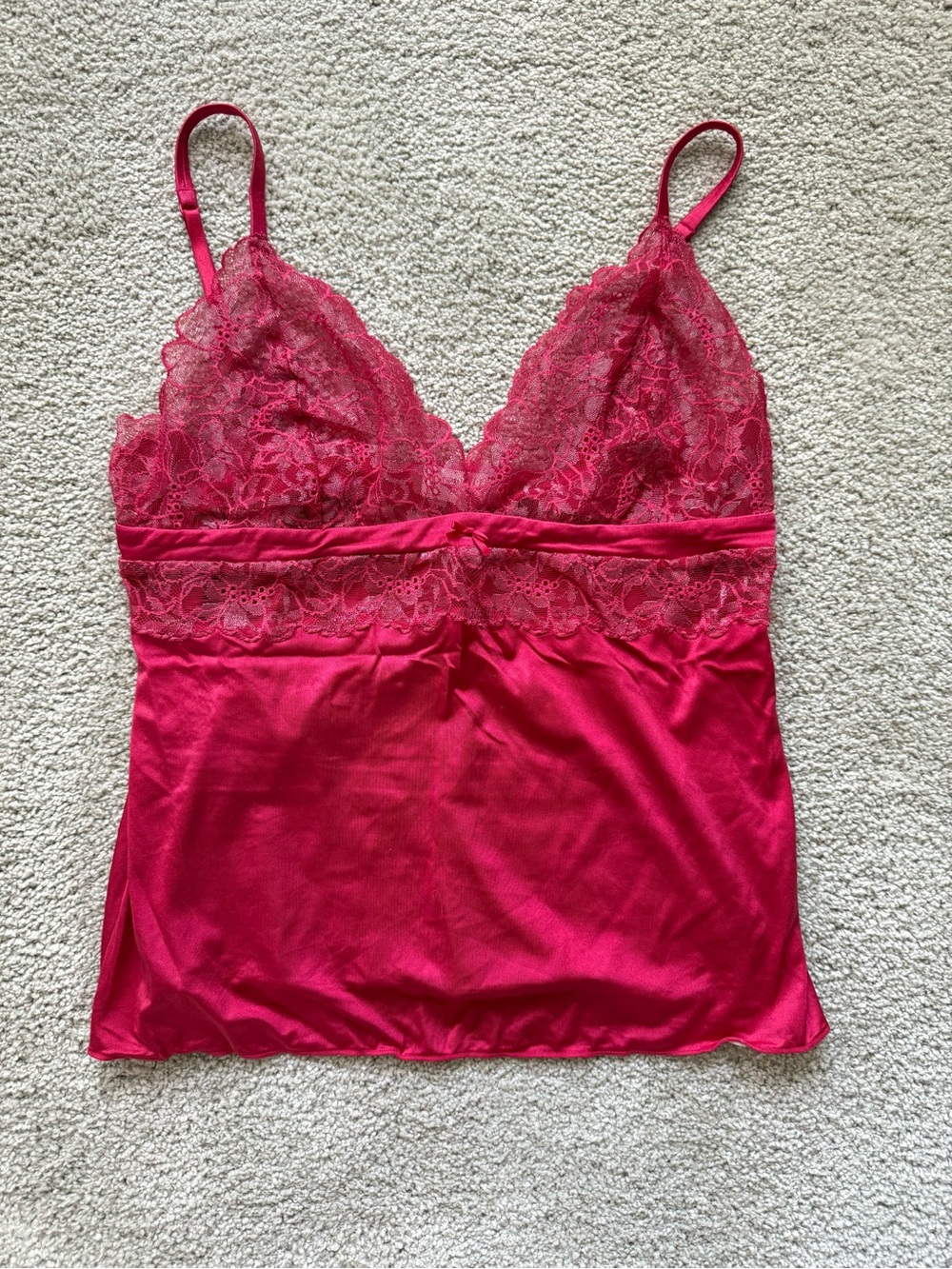 Y2K Victoria's Secret Angels Hot Pink Lace Satin Cami